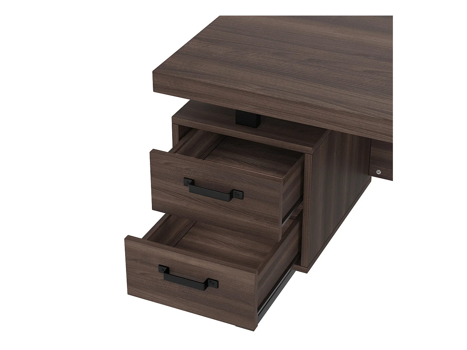 Schreibtisch schlicht 135×54 cm - 3 leise Schubladen - geräumige Arbeitsplatte - braun + schwarz