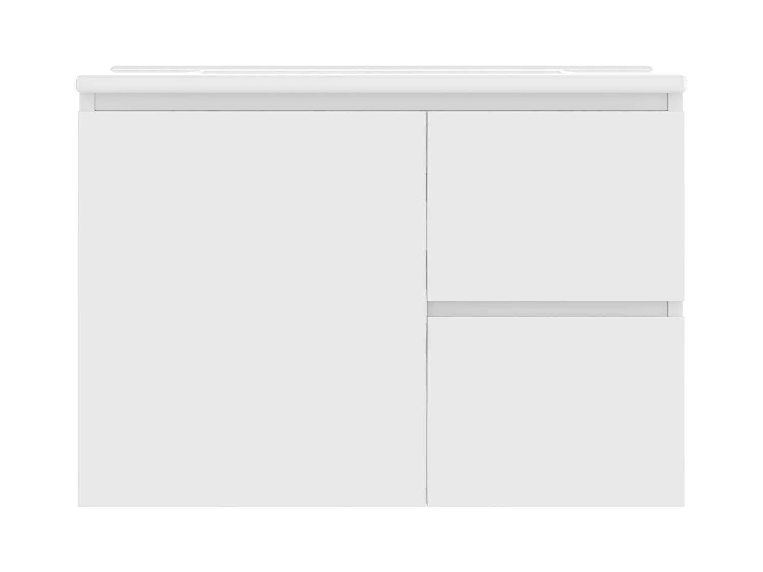 Meuble de salle de bain suspendus avec une vasque en céramique - avec LED - avec 1 porte et 2 tiroirs - blanc(robinet non inclus)