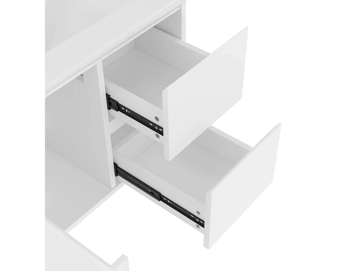 Opgehangen badmeubel met keramische wastafel - met LED-verlichting - 1 deur en 2 laden - wit (kraan niet inbegrepen)