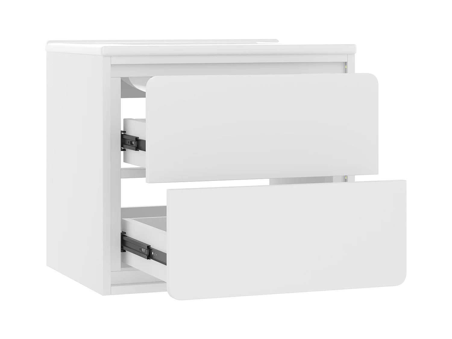 Meuble de salle de bain suspendus avec une vasque en céramique - éclairage LED par capteur radar - 2 tiroirs - blanc(robinet non inclus)