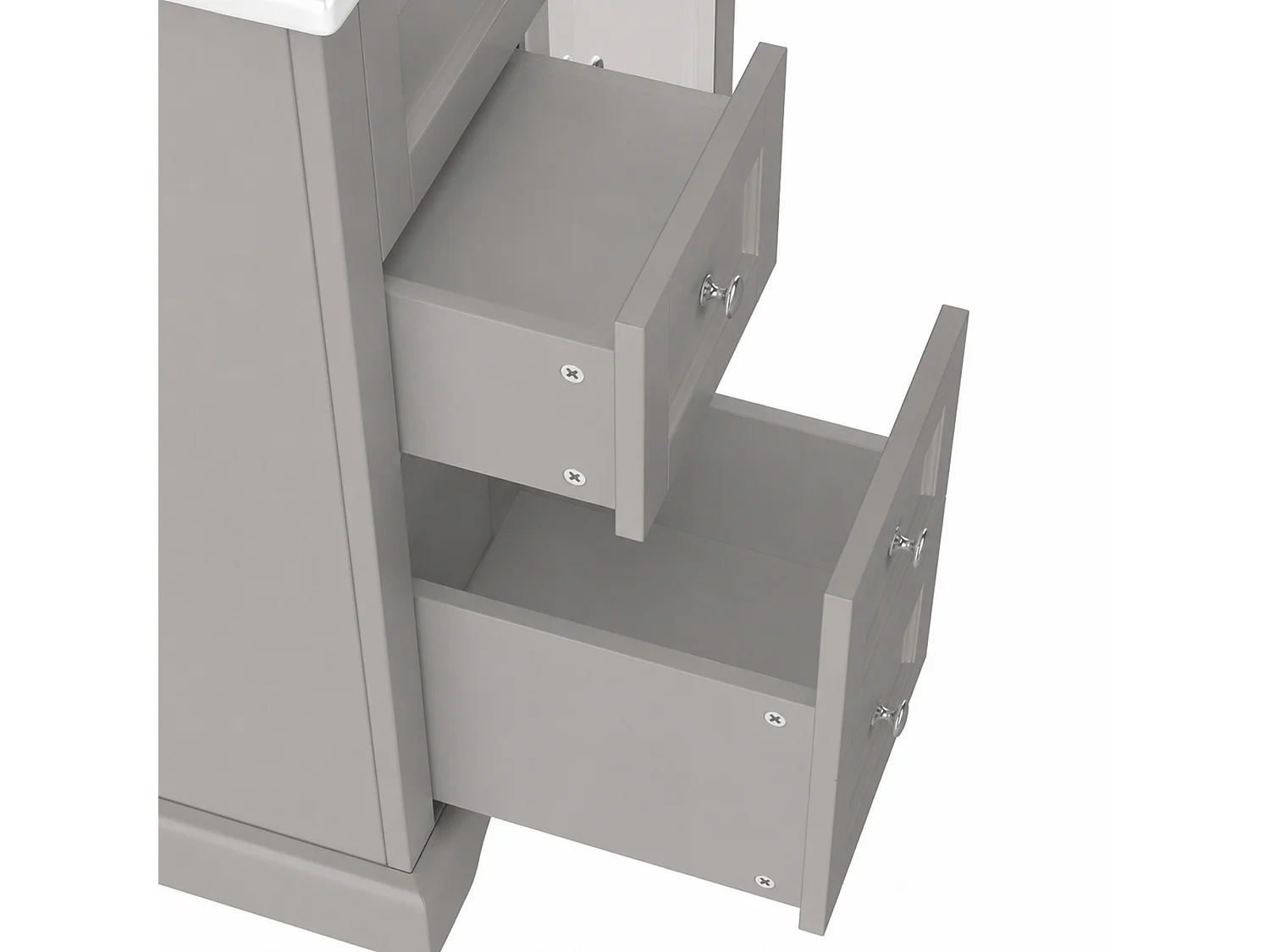 Meuble de salle de bain avec une vasque en céramique - avec 1 porte et 2 tiroirs - gris(robinet non inclus)