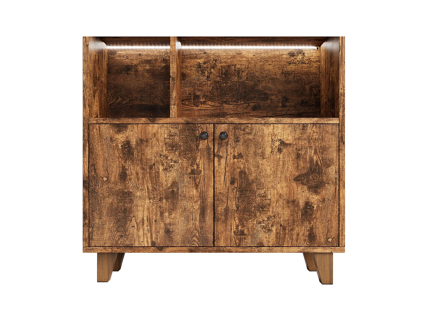 Bibliothèque 80x30x173cm - éclairage LED à changement de couleur - 2 portes - des compartiments de rangement - marron