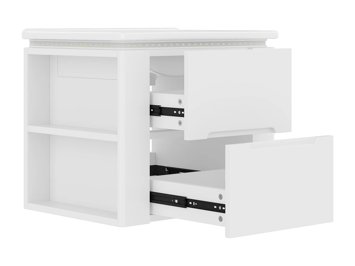 Meuble de salle de bain suspendus avec une vasque en céramique - avec LED - 2 tiroirs - 2 étagères latérales - blanc(robinet non inclus)