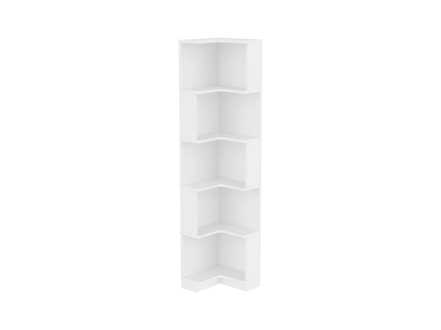 Bücherregal 63,5×45×175 cm - mehrfarbige LED-Leiste - 5 Aufbewahrungsebenen - Eckdesign - weiß