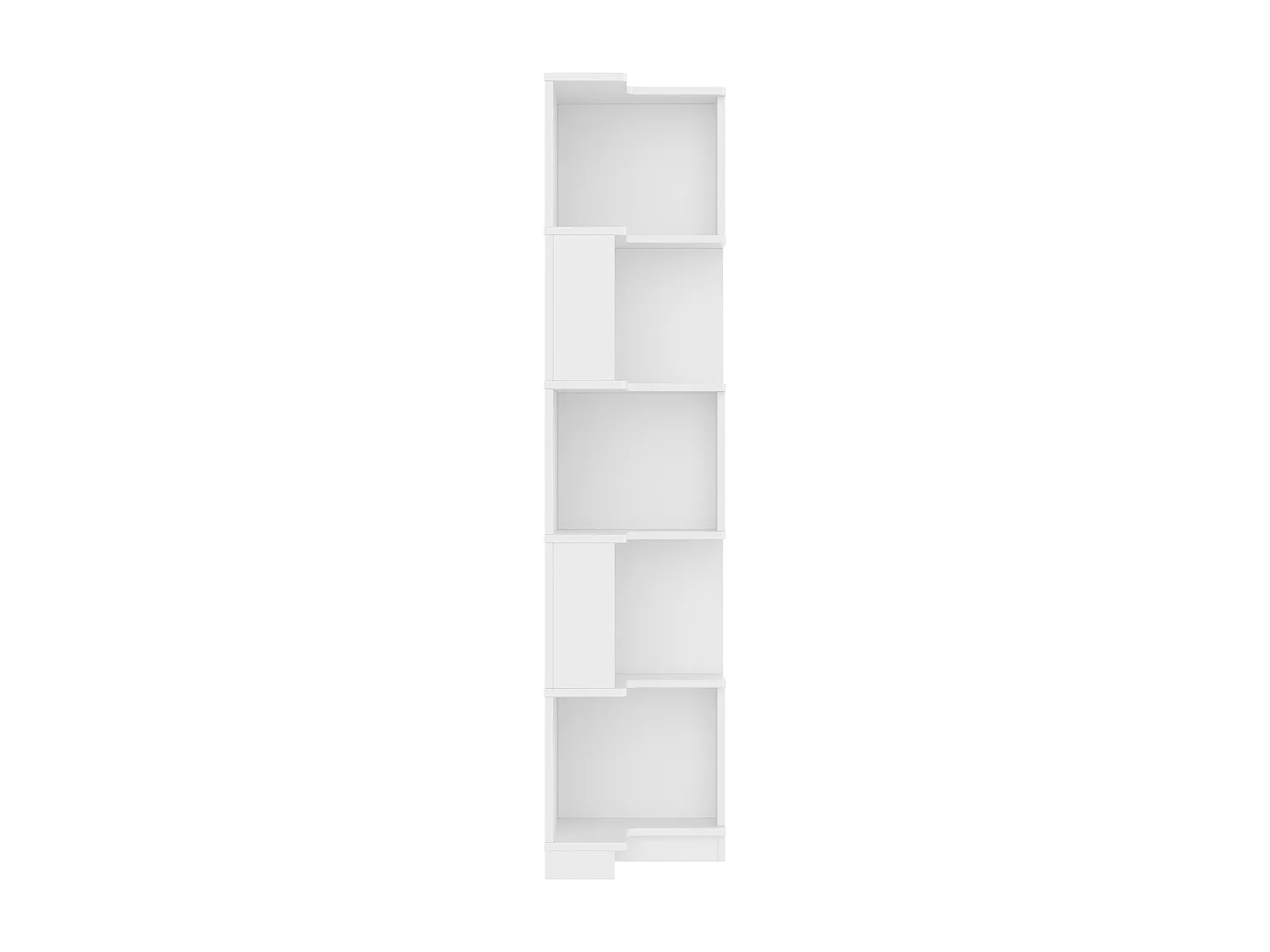 Bibliothèque 63.5x45x175cm - bande lumineuse LED à changement de couleur - espace de rangement à 5 niveaux - design d'angle - blanc
