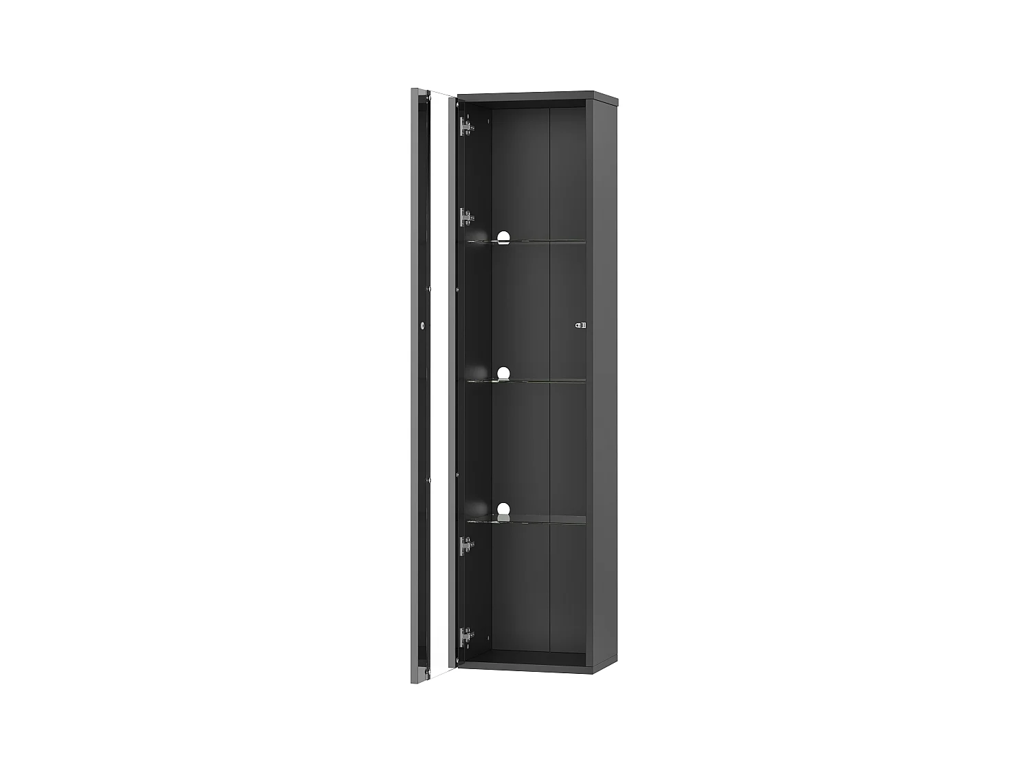 Vitrine 40x29x170cm - éclairage LED multicolore télécommandé - cloisons vitrées - noir