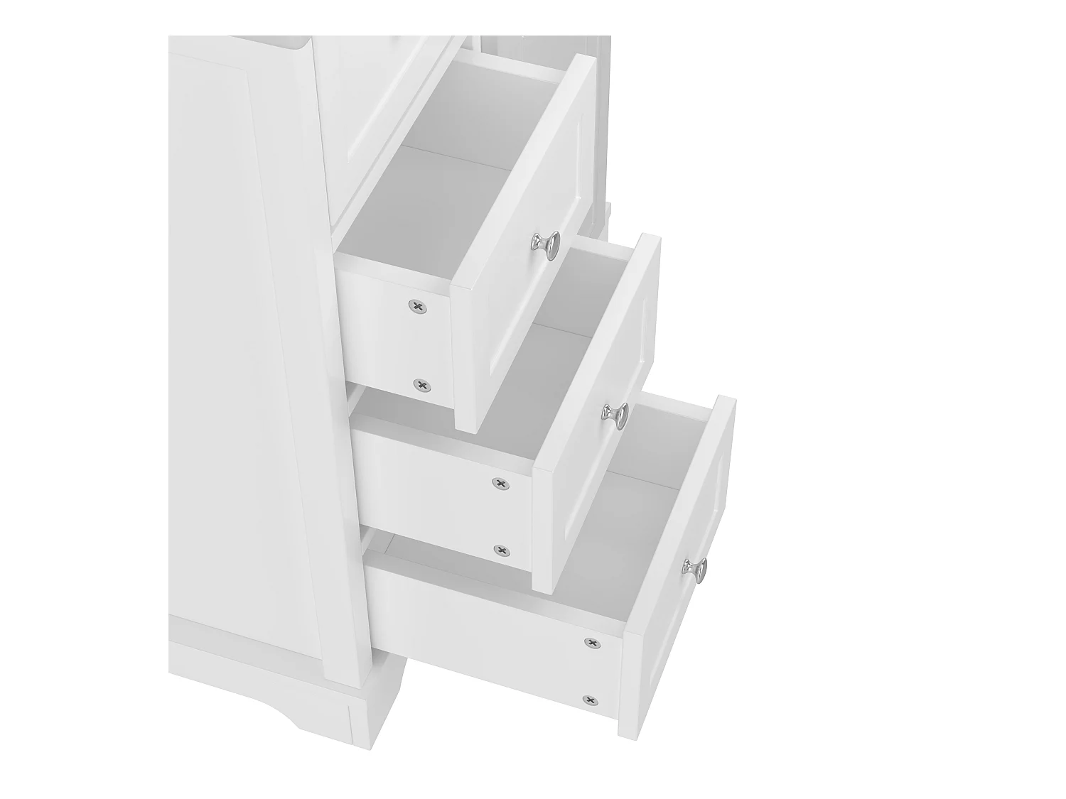 Meble łazienkowe z ceramiczną umywalką - 1 drzwi i 3 szuflady - biały (bateria nie jest dołączona)