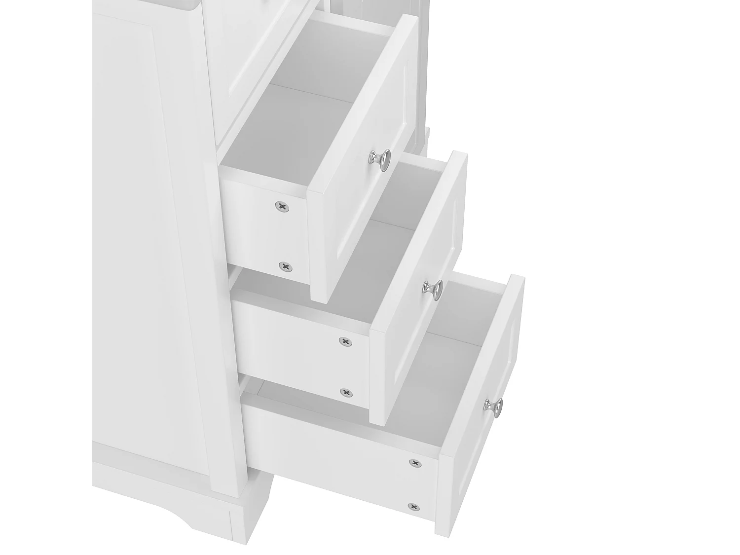 Badmeubel met keramische wastafel - 1 deur en 3 laden - wit (kraan niet inbegrepen)