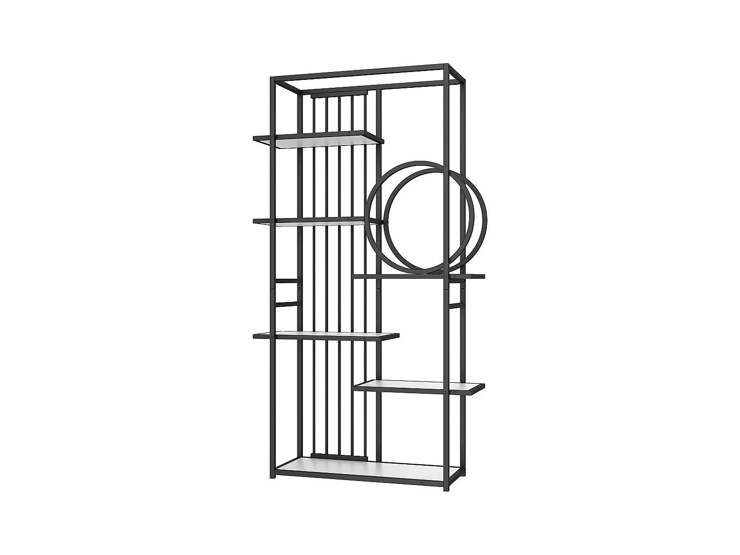 Bibliothèque moderne en métal 100x30x180 cm - structure géométrique - blanc + noir