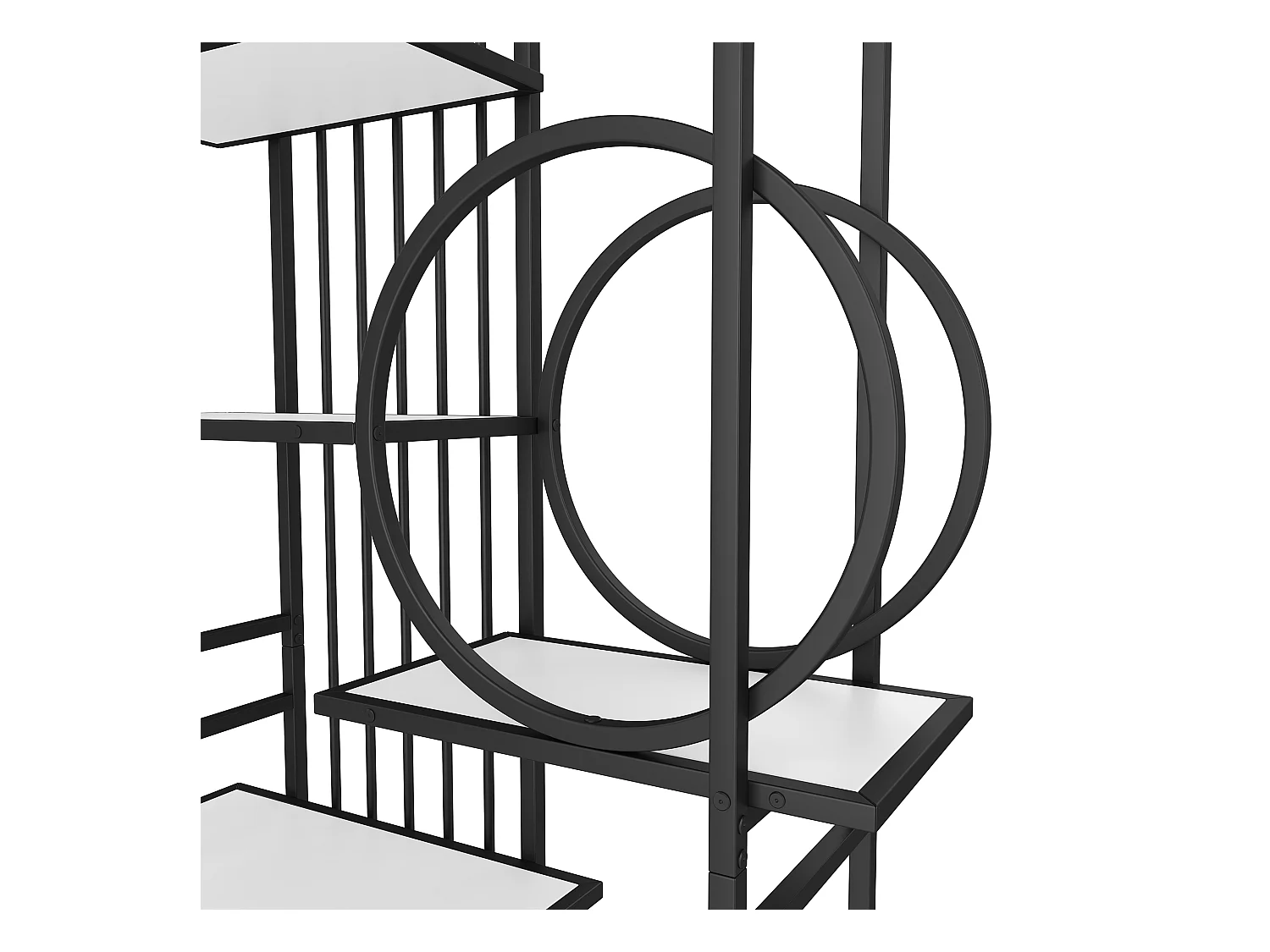 Bibliothèque moderne en métal 100x30x180 cm - structure géométrique - blanc + noir