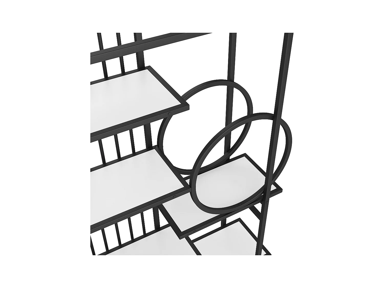 Bibliothèque moderne en métal 100x30x180 cm - structure géométrique - blanc + noir