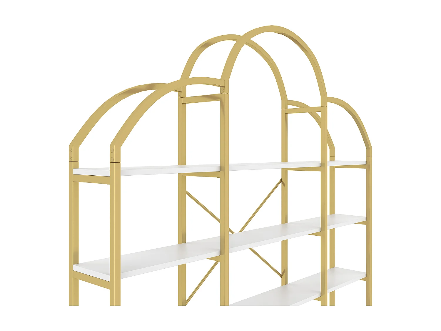 Moderne metalen boekenkast 170×26×190 cm - wolkvorm - 5 opbergniveaus - goud + wit