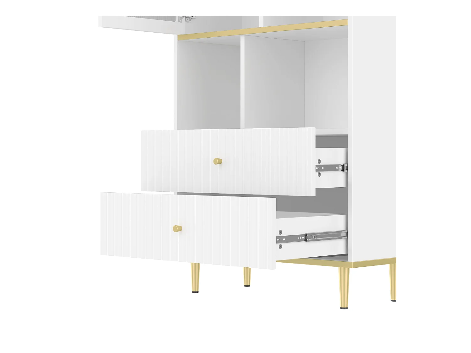 Bibliothèque multifonctionnelle 78x36x180 cm - 2 tiroirs silencieux + LED à changement de couleur - blanc