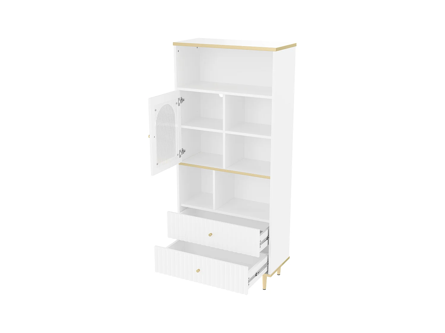 Bücherregal 78×36×180 cm - 2 leise Schubladen + RGB-LED-Beleuchtung - weiß