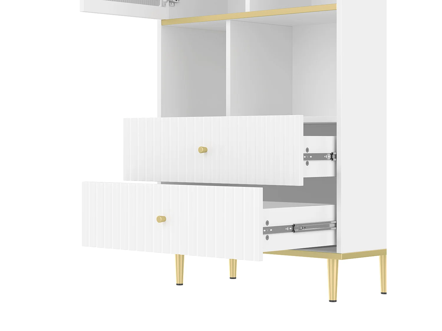 Bücherregal 78×36×180 cm - 2 leise Schubladen + RGB-LED-Beleuchtung - weiß