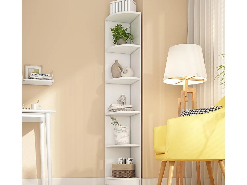 Bücherregal 42×30×180 cm - 5 Regalböden - weiß