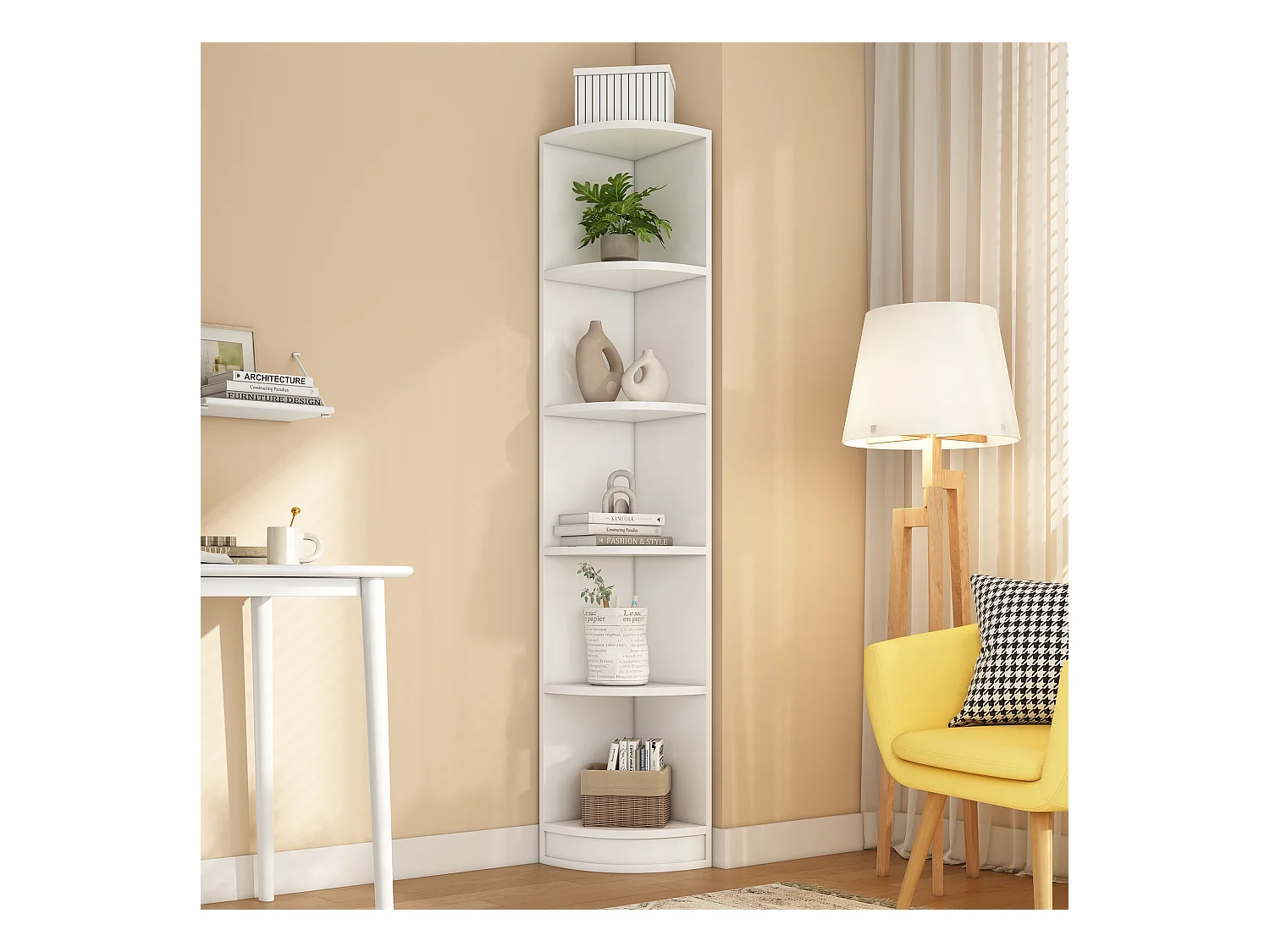 Bücherregal 42×30×180 cm - 5 Regalböden - weiß