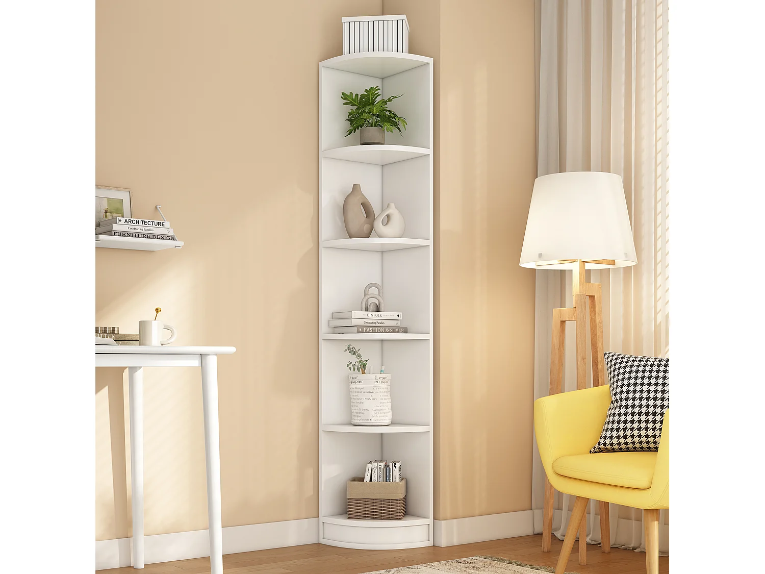 Libreria angolare 42×30×180 cm - 5 ripiani - bianco