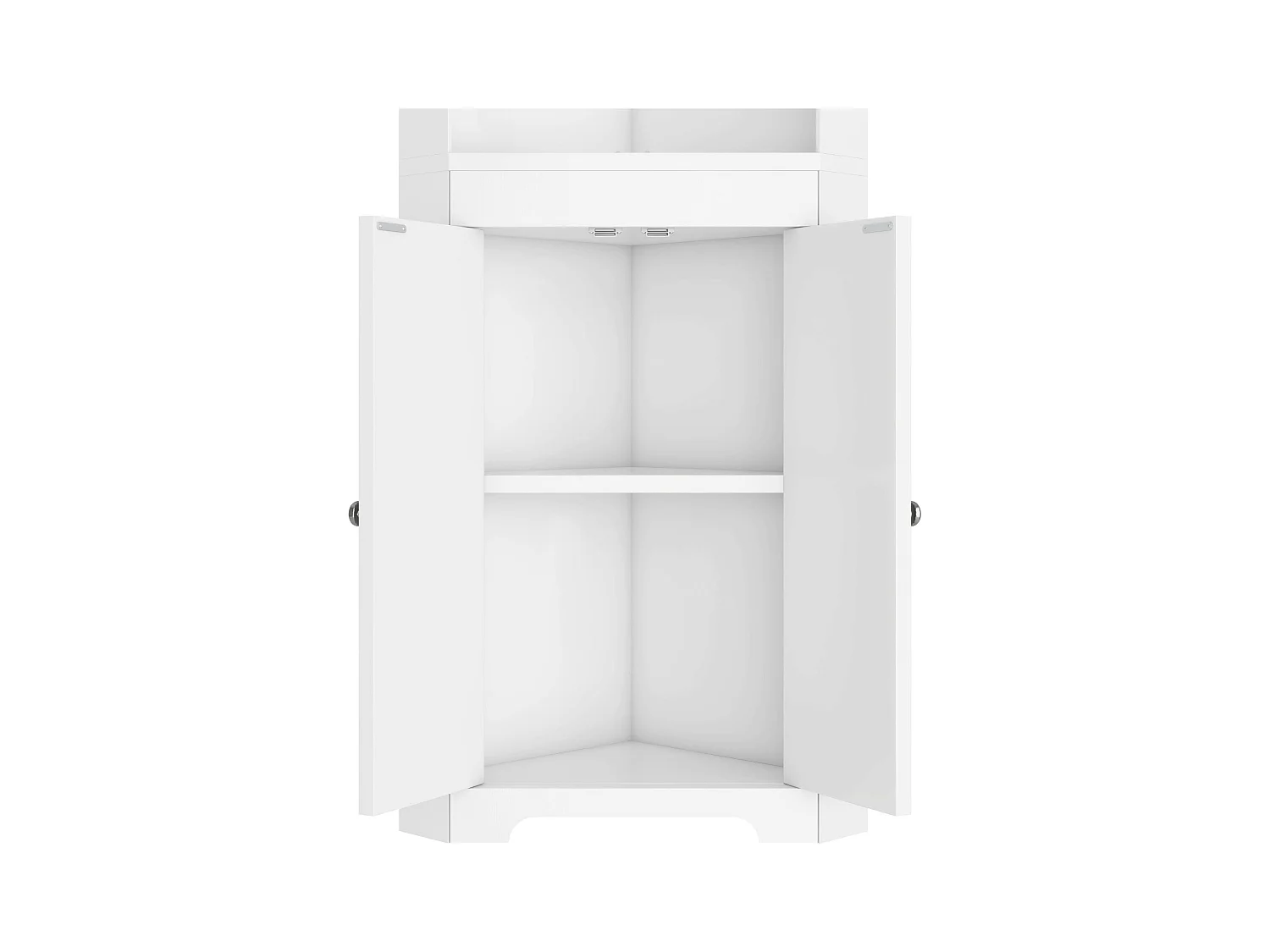 Meuble de salle de bain 49.5x35x170cm - 3 compartiments ouverts - 2 portes résistantes à l'humidité - étagères réglables - blanc