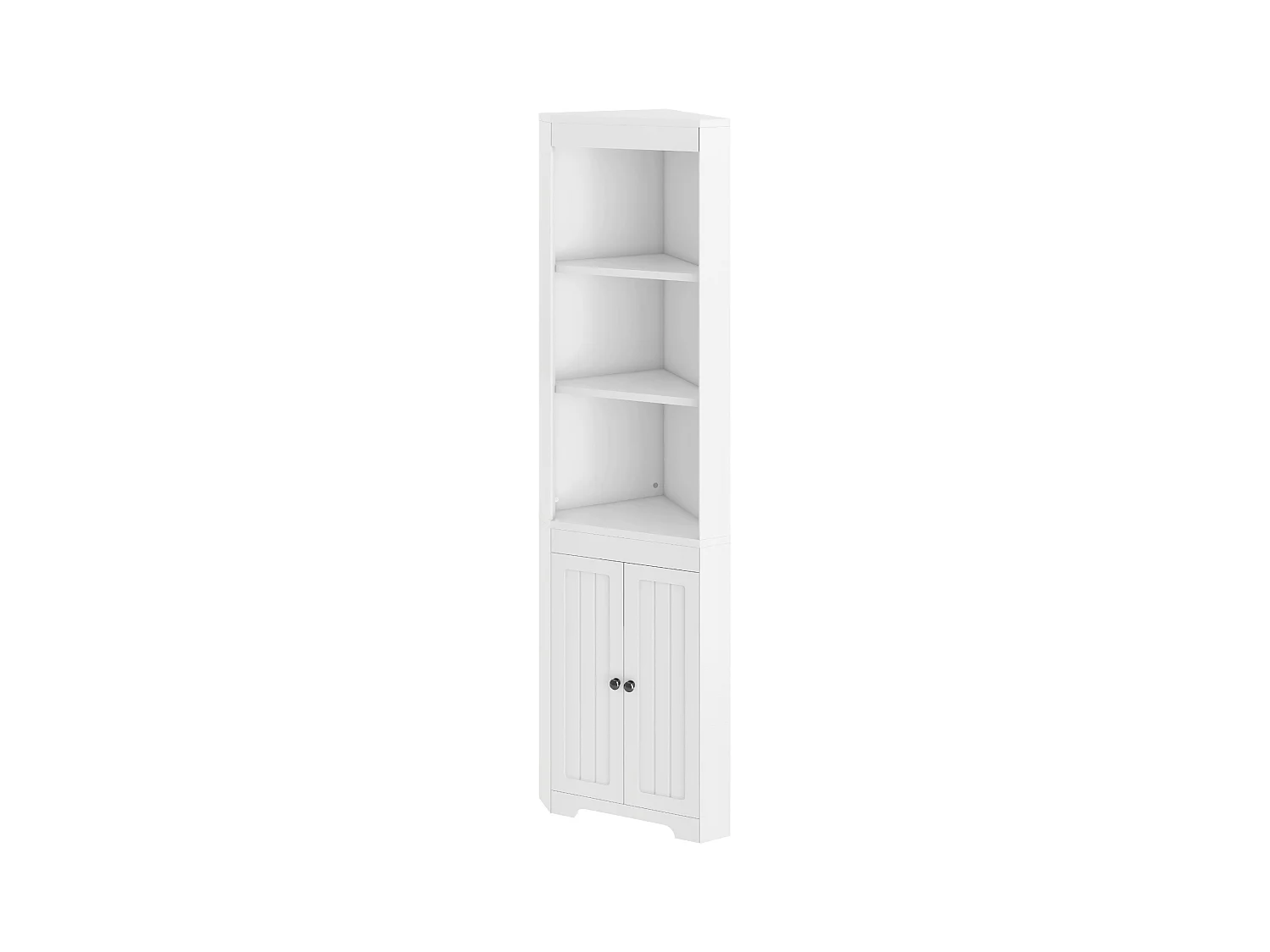 Badezimmerschrank 49,5×35×170 cm - 3 offene Fächer - 2 feuchtigkeitsbeständige Türen - höhenverstellbare Regale - weiß