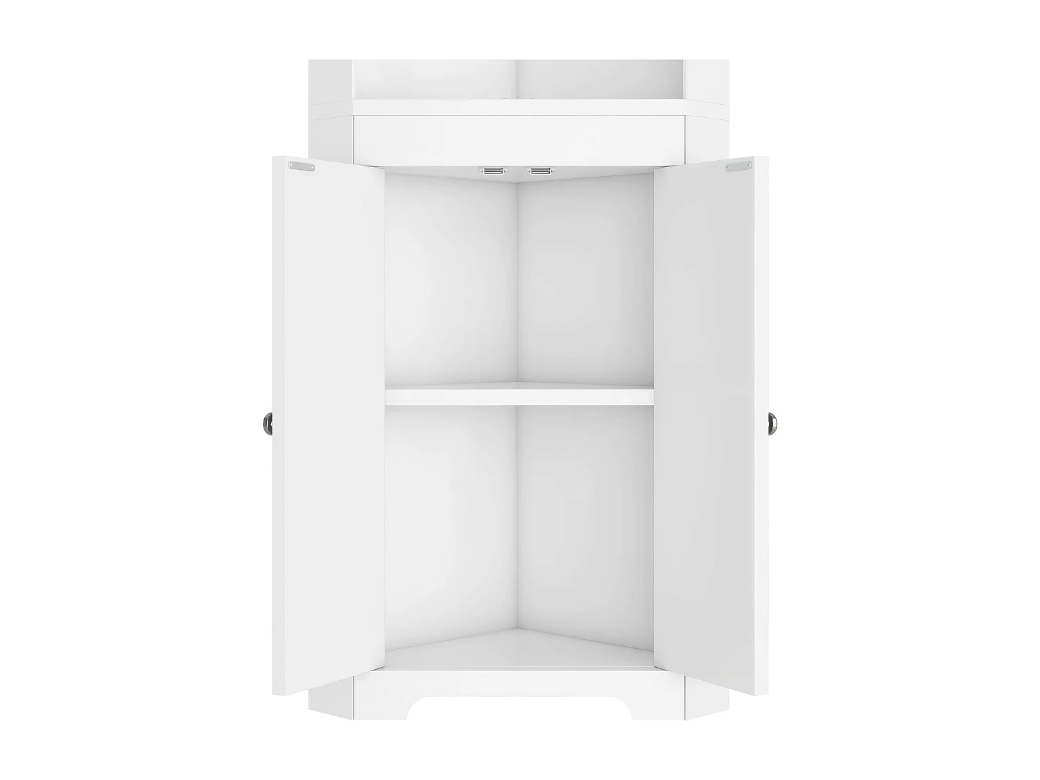 Meuble de salle de bain 49.5x35x170cm - 3 compartiments ouverts - 2 portes résistantes à l'humidité - étagères réglables - blanc