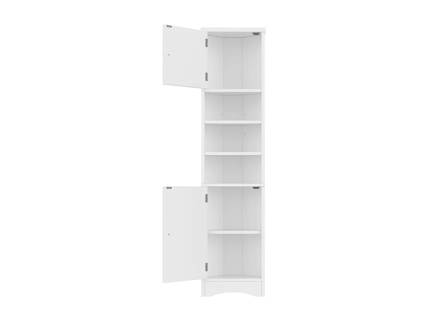Mueble de baño triangular 36,5×24,5×170 cm - 3 compartimentos abiertos - 2 puertas - blanco