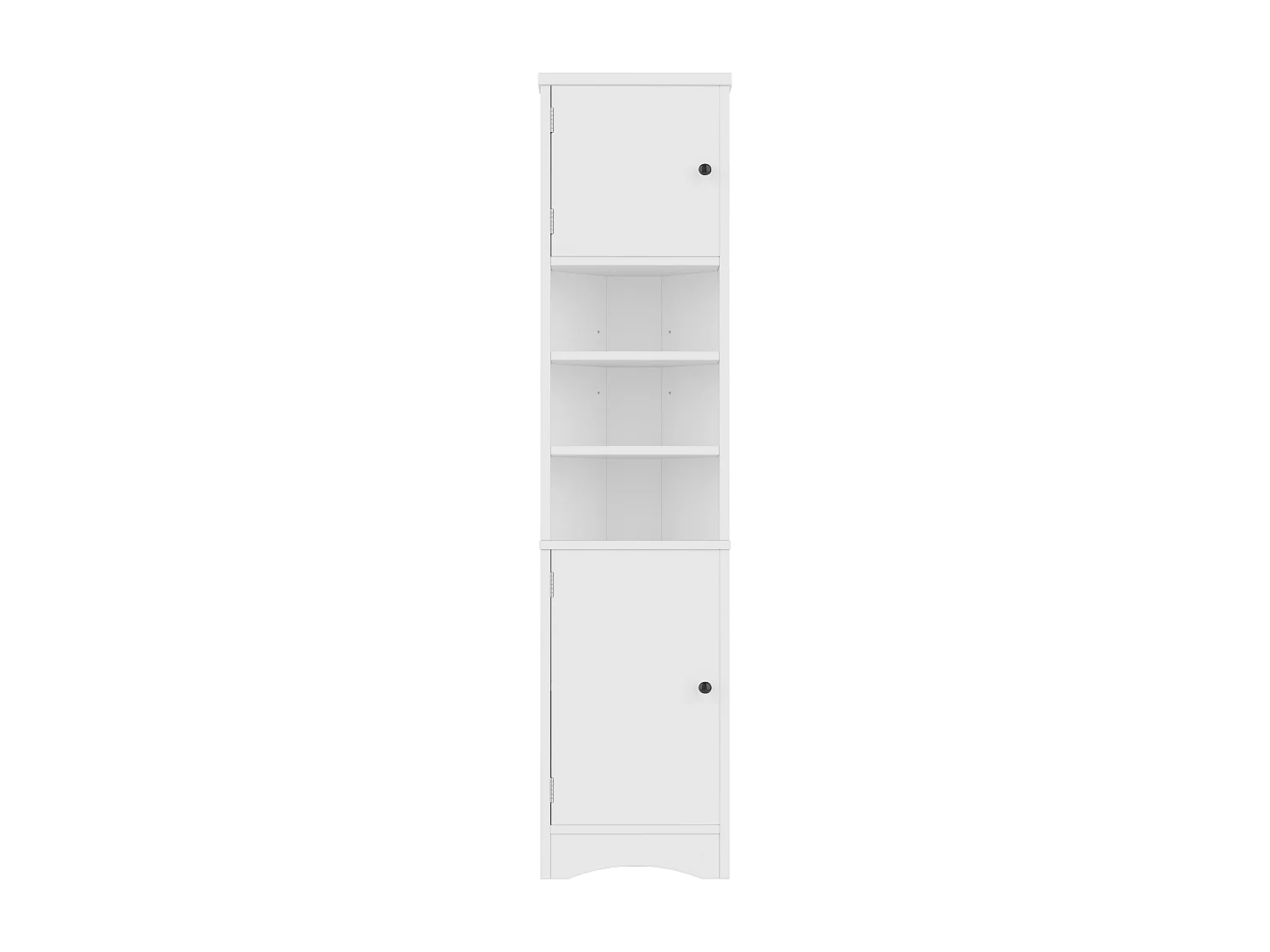 Mueble de baño triangular 36,5×24,5×170 cm - 3 compartimentos abiertos - 2 puertas - blanco