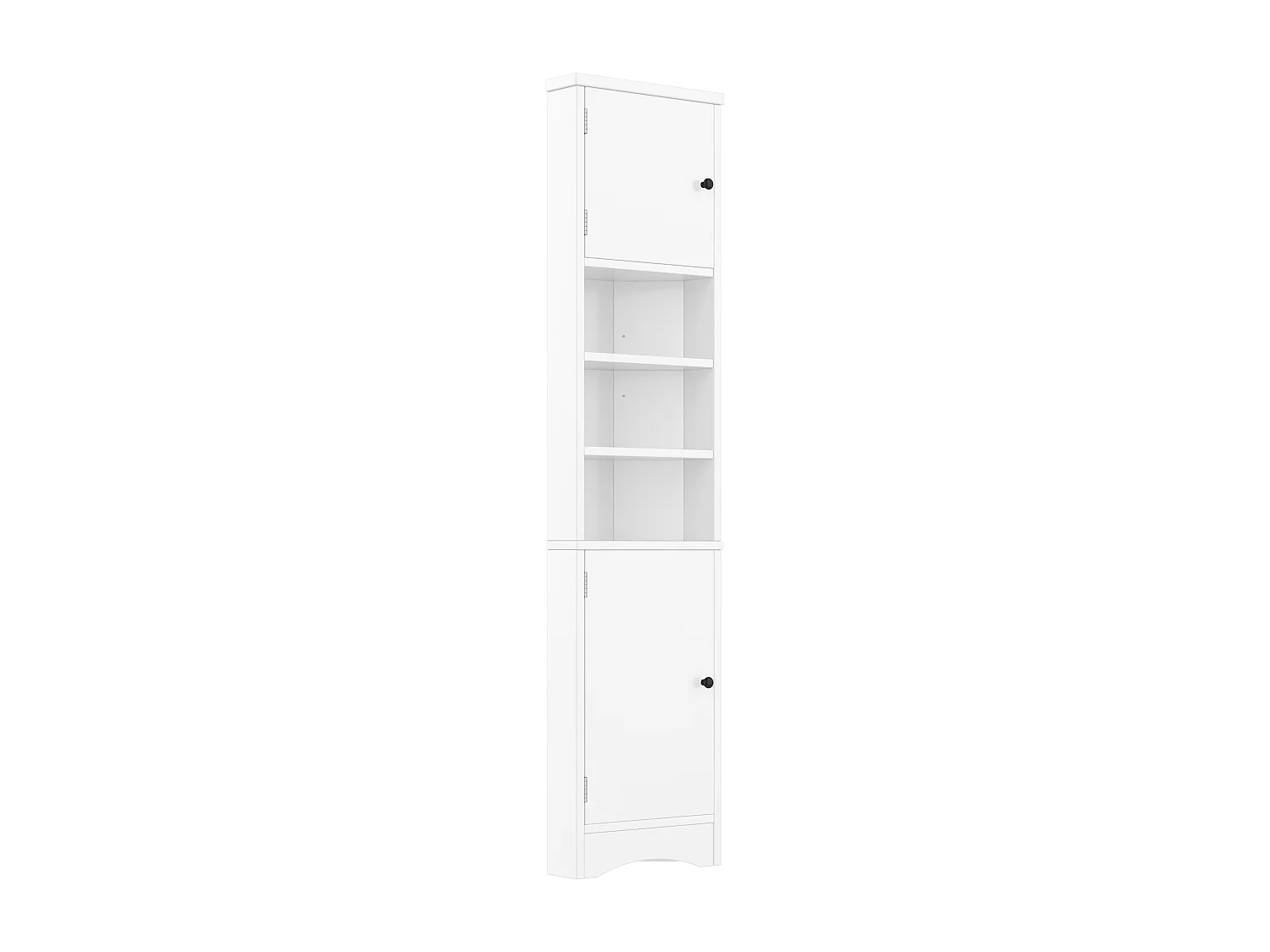 Mueble de baño triangular 36,5×24,5×170 cm - 3 compartimentos abiertos - 2 puertas - blanco