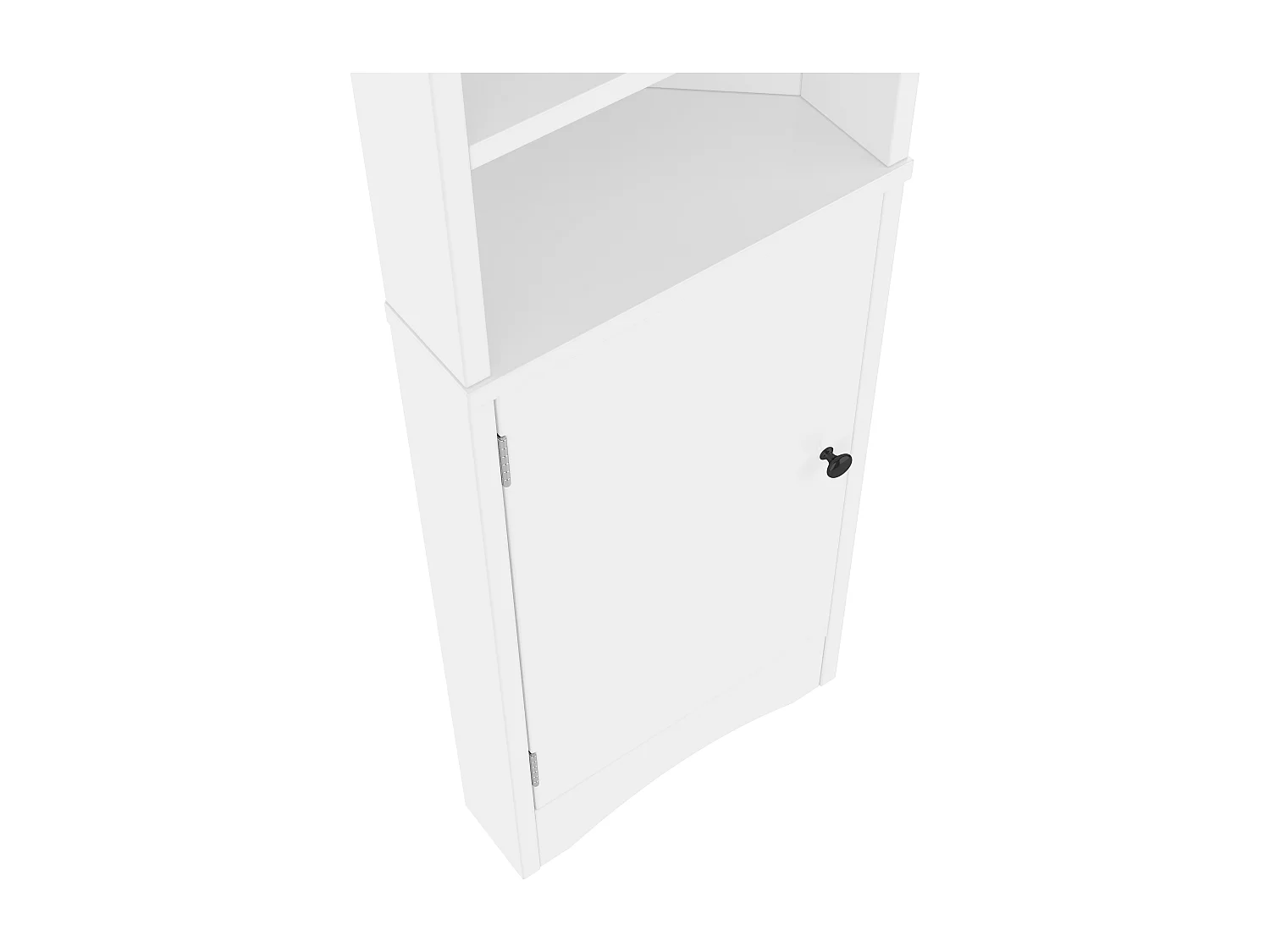 Mueble de baño triangular 36,5×24,5×170 cm - 3 compartimentos abiertos - 2 puertas - blanco