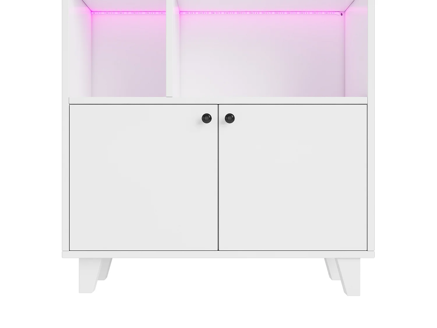 Bibliothèque 80x30x173cm - éclairage LED à changement de couleur - 2 portes - des compartiments de rangement - blanc