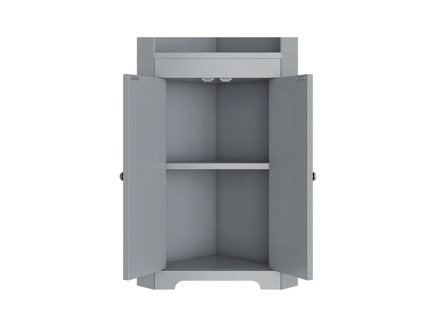 Meuble de salle de bain 49.5x35x170cm - 3 compartiments ouverts - 2 portes résistantes à l'humidité - étagères réglables - gris