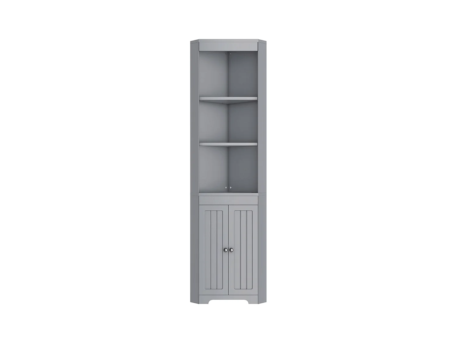 Badezimmerschrank 49,5×35×170 cm - 3 offene Fächer - 2 feuchtigkeitsbeständige Türen - höhenverstellbare Regale - grau