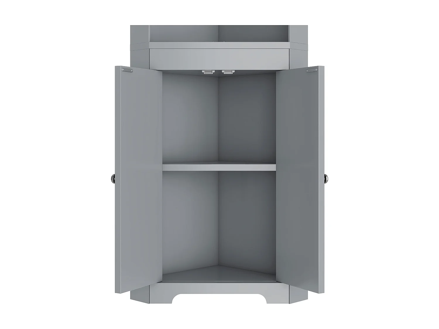 Meuble de salle de bain 49.5x35x170cm - 3 compartiments ouverts - 2 portes résistantes à l'humidité - étagères réglables - gris