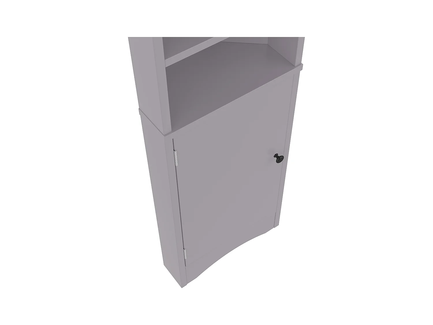 Meuble de salle de bain triangulaire 36.5x24.5x170 cm - 3 compartiments ouverts - 2 portes - gris