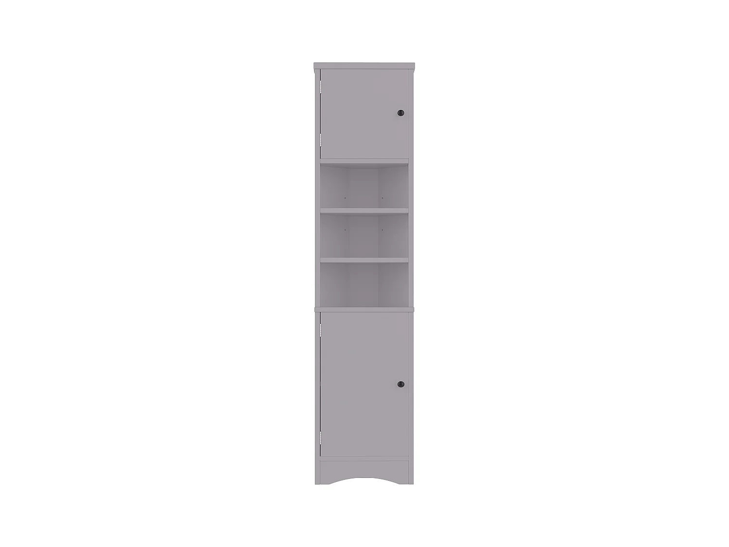 Driehoekig badmeubel 36,5×24,5×170 cm - 3 open vakken - 2 deuren - grijs