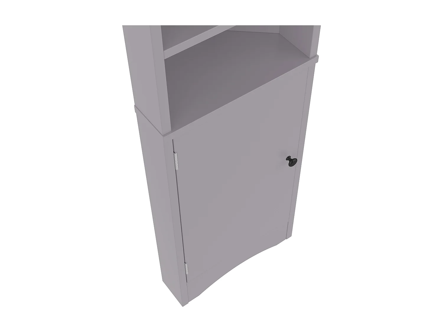 Meuble de salle de bain triangulaire 36.5x24.5x170 cm - 3 compartiments ouverts - 2 portes - gris