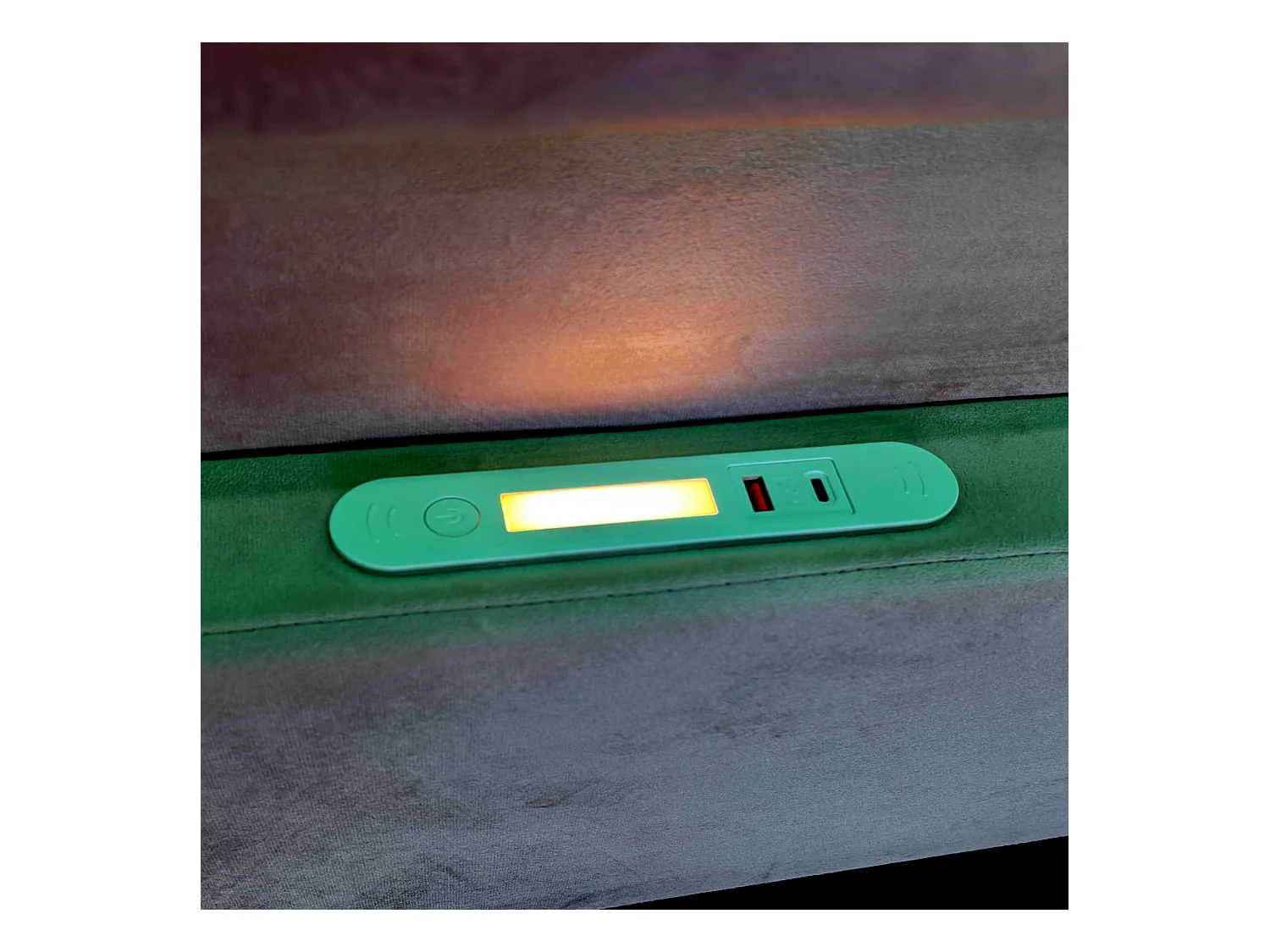 Cama com baú 90×200 cm - com iluminação LED - com porta USB de carregamento - com prateleiras - veludo - cinza escuro (colchão não incluído)