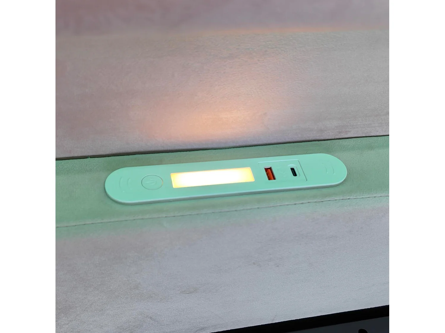 Cama con almacenamiento 90×200 cm - con iluminación LED - con puerto USB de carga - con estantes - terciopelo - gris (colchón no incluido)