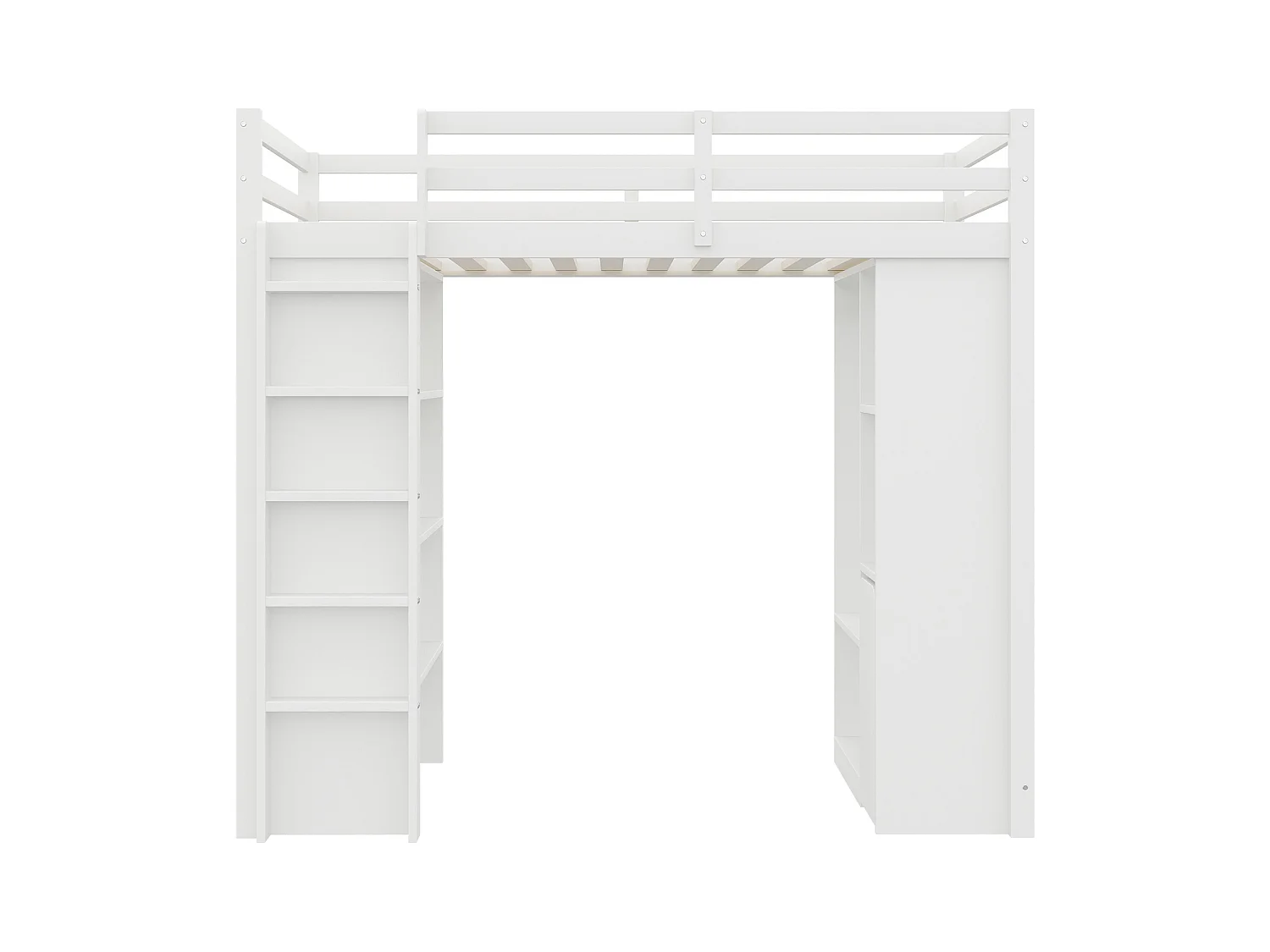 Lit mezzanine enfant 90x200 cm - avec cintre + rangement - avec 1 chariot de rangement amovible - blanc (matelas non inclus)