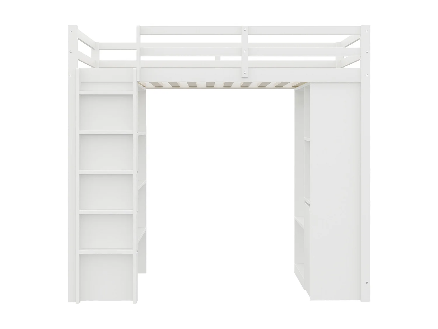 Lit mezzanine enfant 90x200 cm - avec cintre + rangement - avec 1 chariot de rangement amovible - blanc (matelas non inclus)