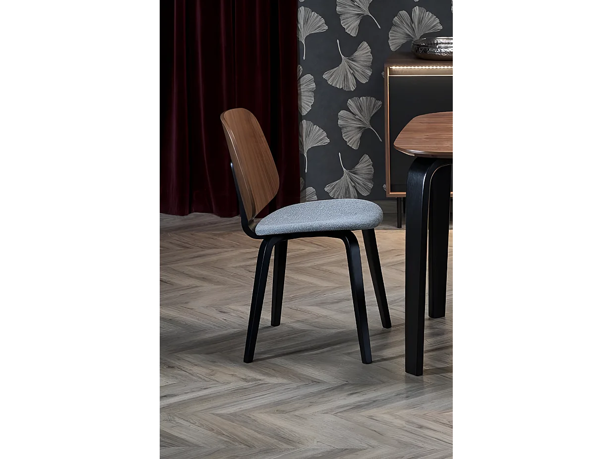 Stuhl K563/Stoffbezug&Holz/Braun&Grau