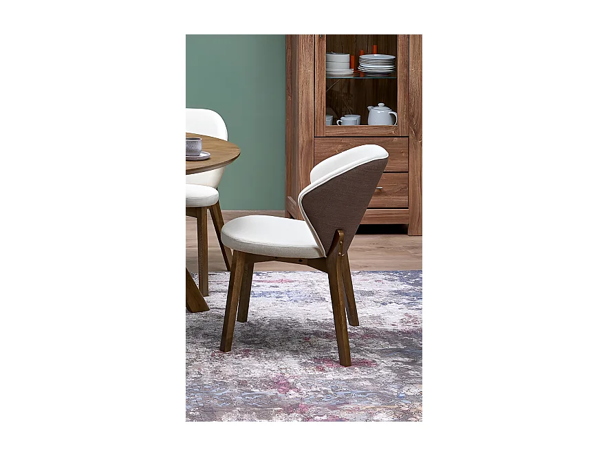 Sedia K583/Rivestimento in tessuto/Marrone e beige