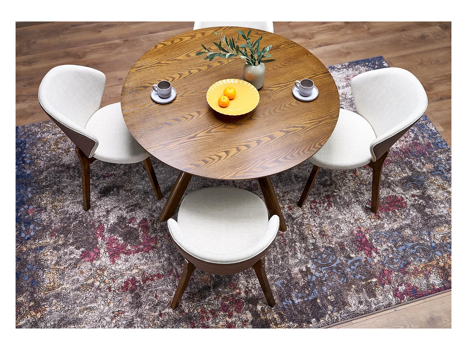 Sedia K583/Rivestimento in tessuto/Marrone e beige