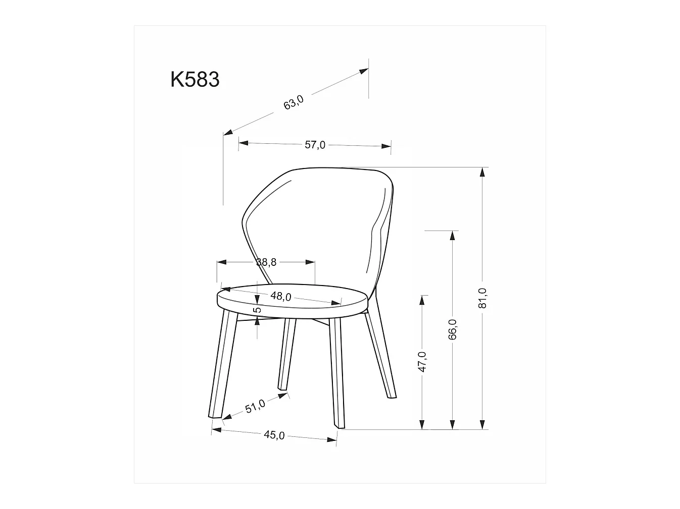 Sedia K583/Rivestimento in tessuto/Marrone e beige