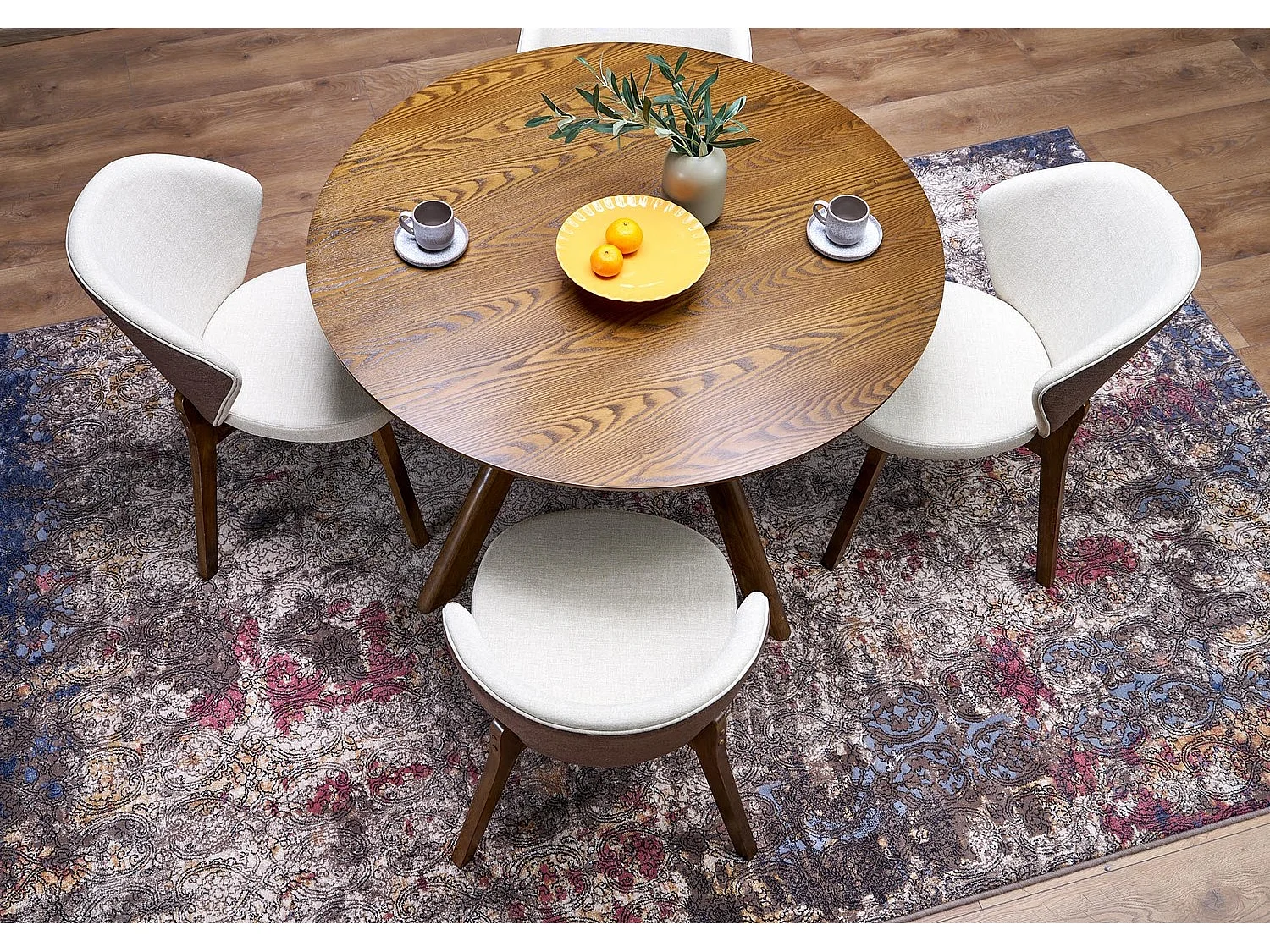 Sedia K583/Rivestimento in tessuto/Marrone e beige