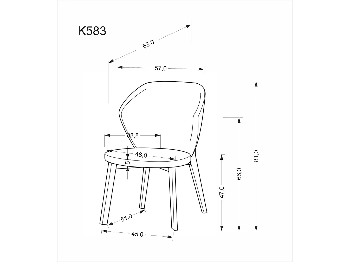 Sedia K583/Rivestimento in tessuto/Marrone e beige