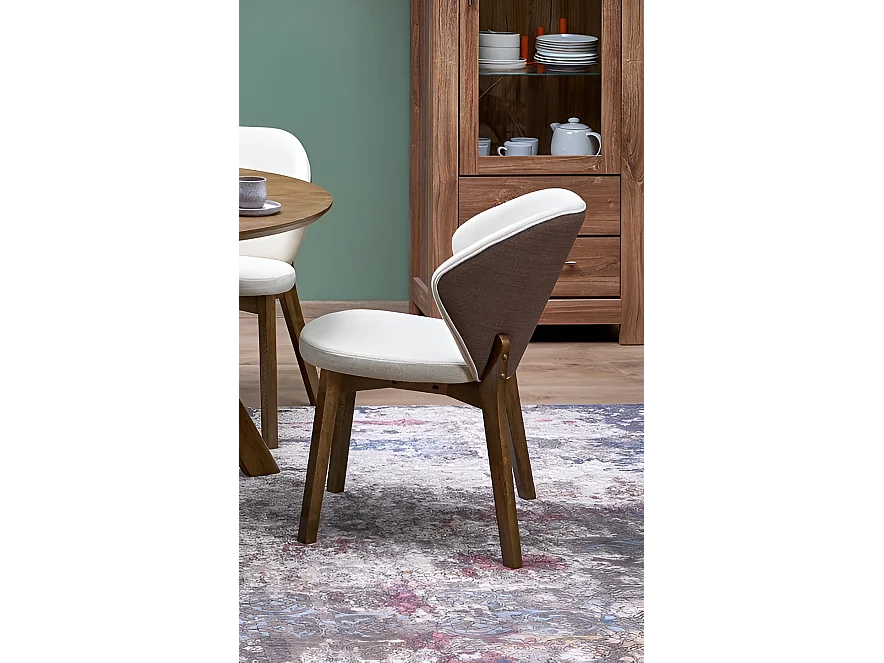 Sedia K583/Rivestimento in tessuto/Marrone e beige