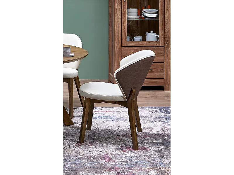 Sedia K583/Rivestimento in tessuto/Marrone e beige