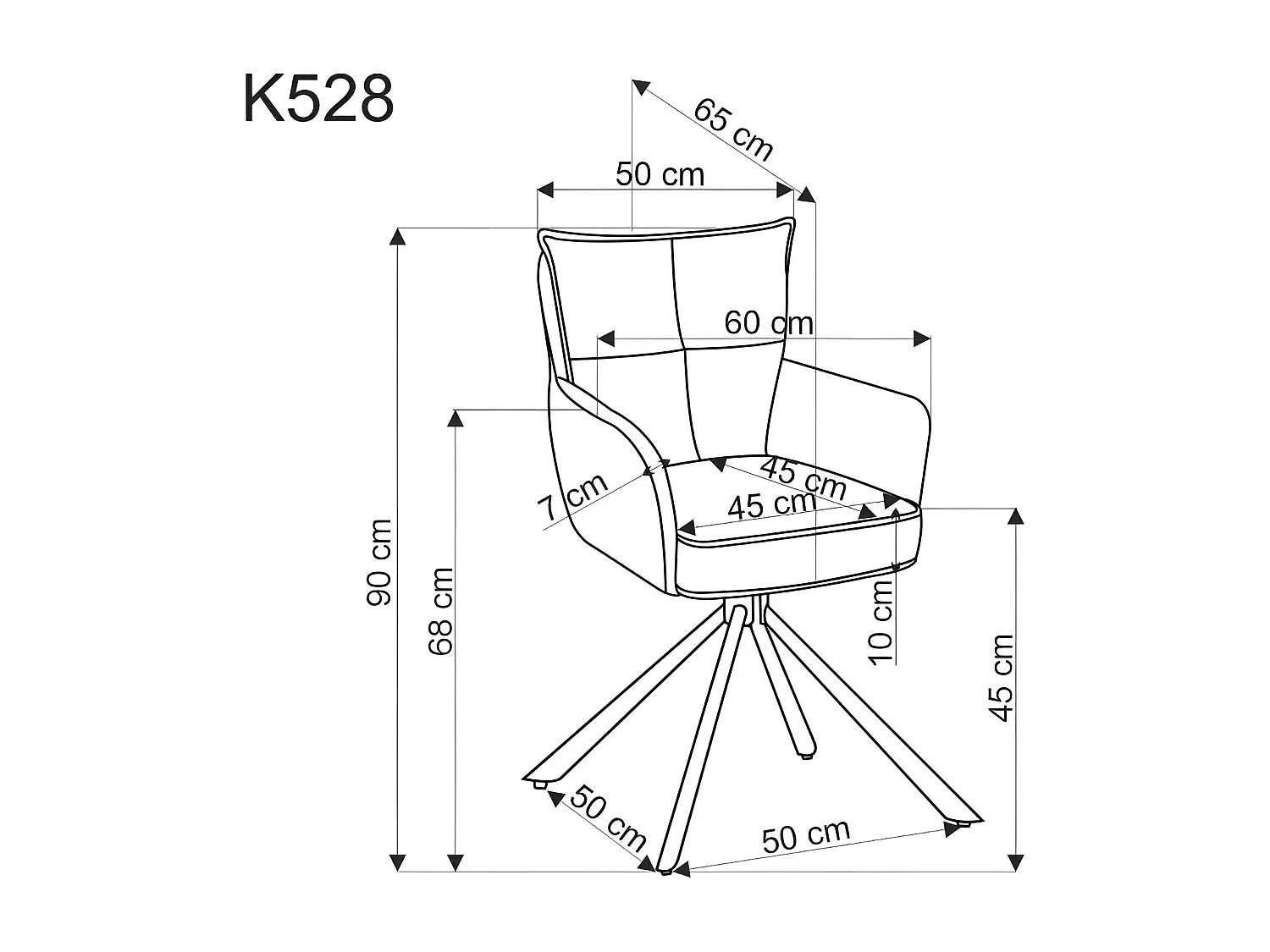 Chaise K528/Fonction pivotante/Revêtement en tissu/Marron