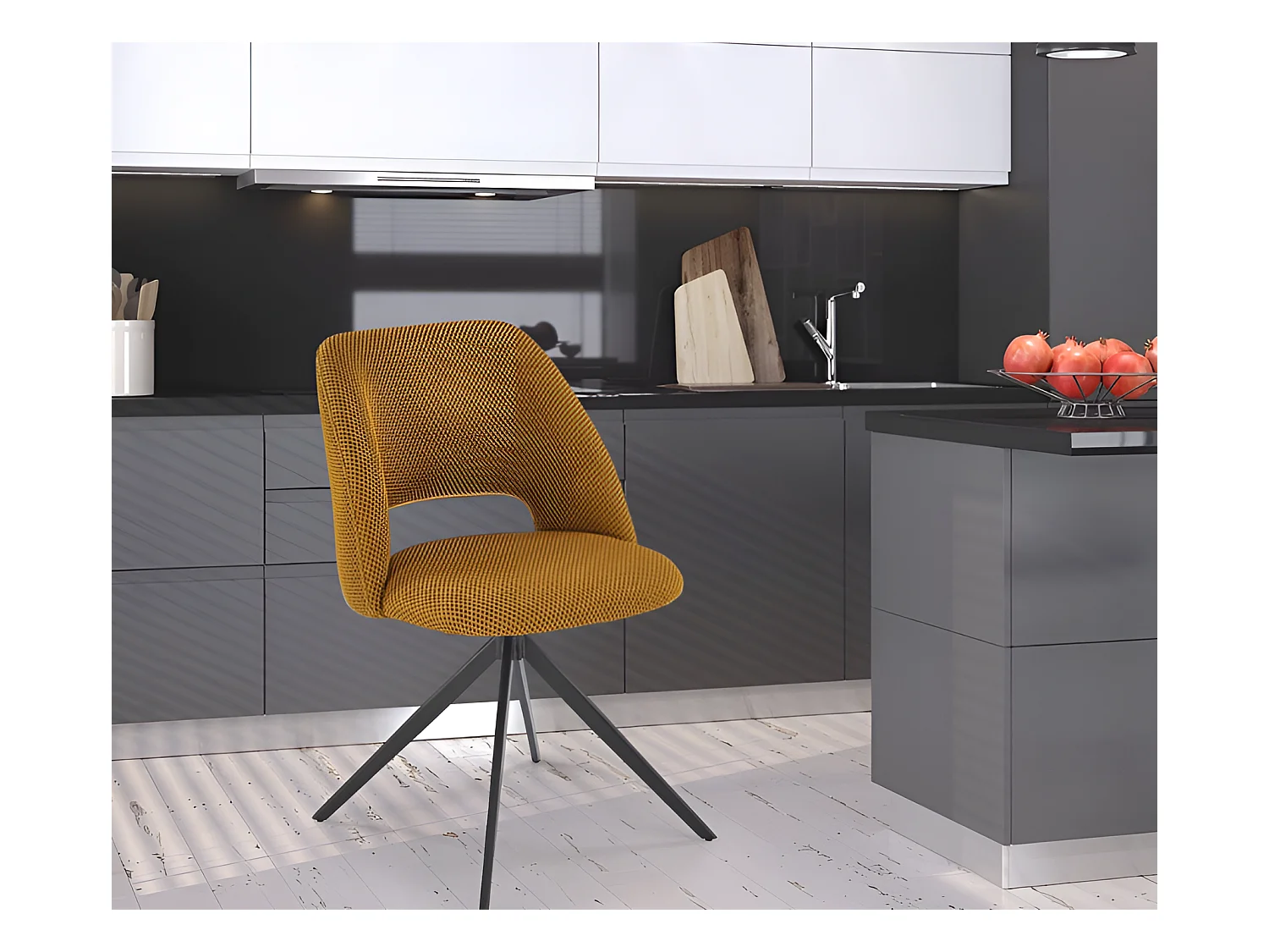 Sedia K546/rivestimento in tessuto/funzione girevole/Giallo